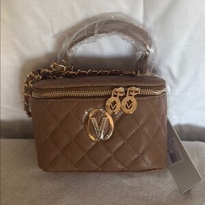 Valentino Orlandi V-Emblem Quilted Brown Bag